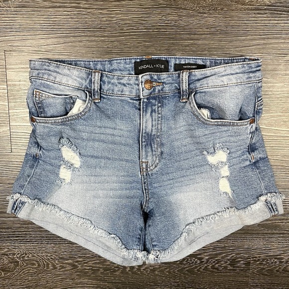 Kendall And Kylie Pants - Kendall + Kylie The Icon Cut Off Shorts Women 11/30Blue Denim Raw Hem Distressed